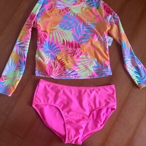 Vibrant Tropical Kids Rashguard Set-Plus Size Girls 20.5P